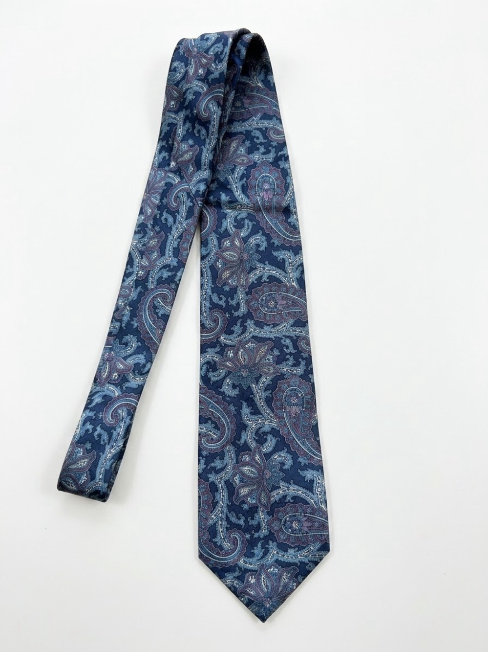Vintage Bert Pulitzer Silk Tie Mens Paisley Navy Blue Teal Burgundy Necktie USA